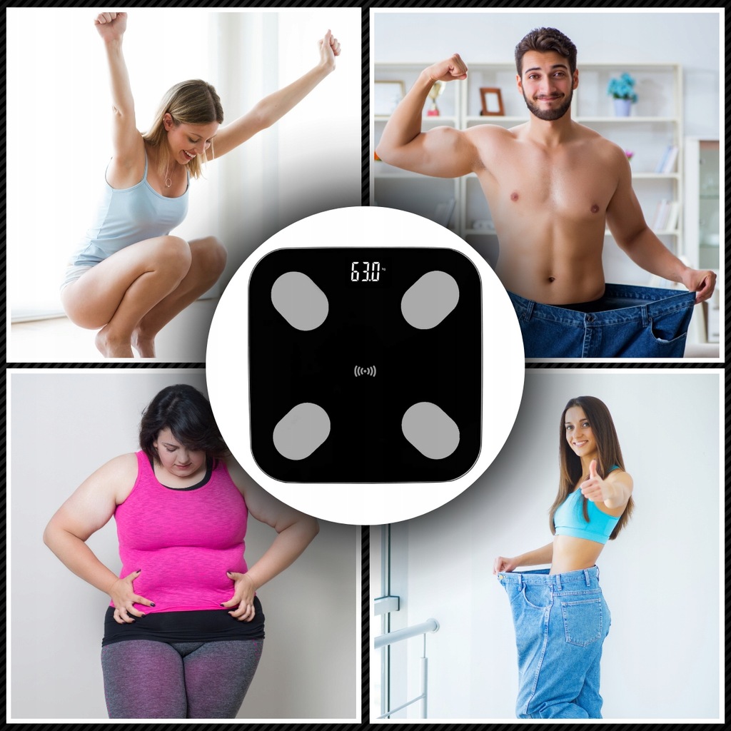 WAGA ŁAZIENKOWA ANALITYCZNA SLIM 180KG SMART+ 31w1 ANDROID iOS PRECYZYJNA Jednostki pomiaru kilogram (kg)